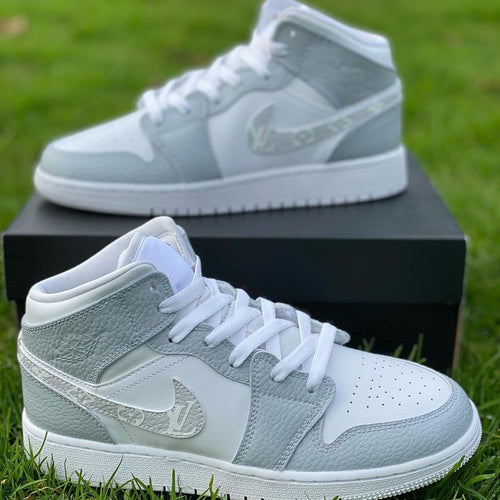 Gray LV Custom Air Jordan 1