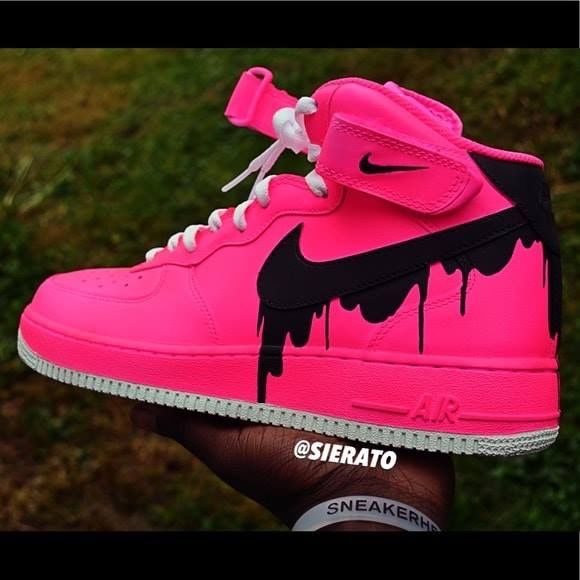 Hand Painted Hot Pink Drip Custom Air Force 1 Sneakers
