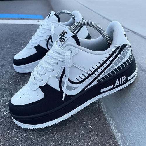 Custom Hand Painted Black White Plaid Air Force 1