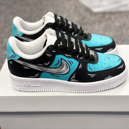 Blue Green Cartoon Lines Custom Air Force 1