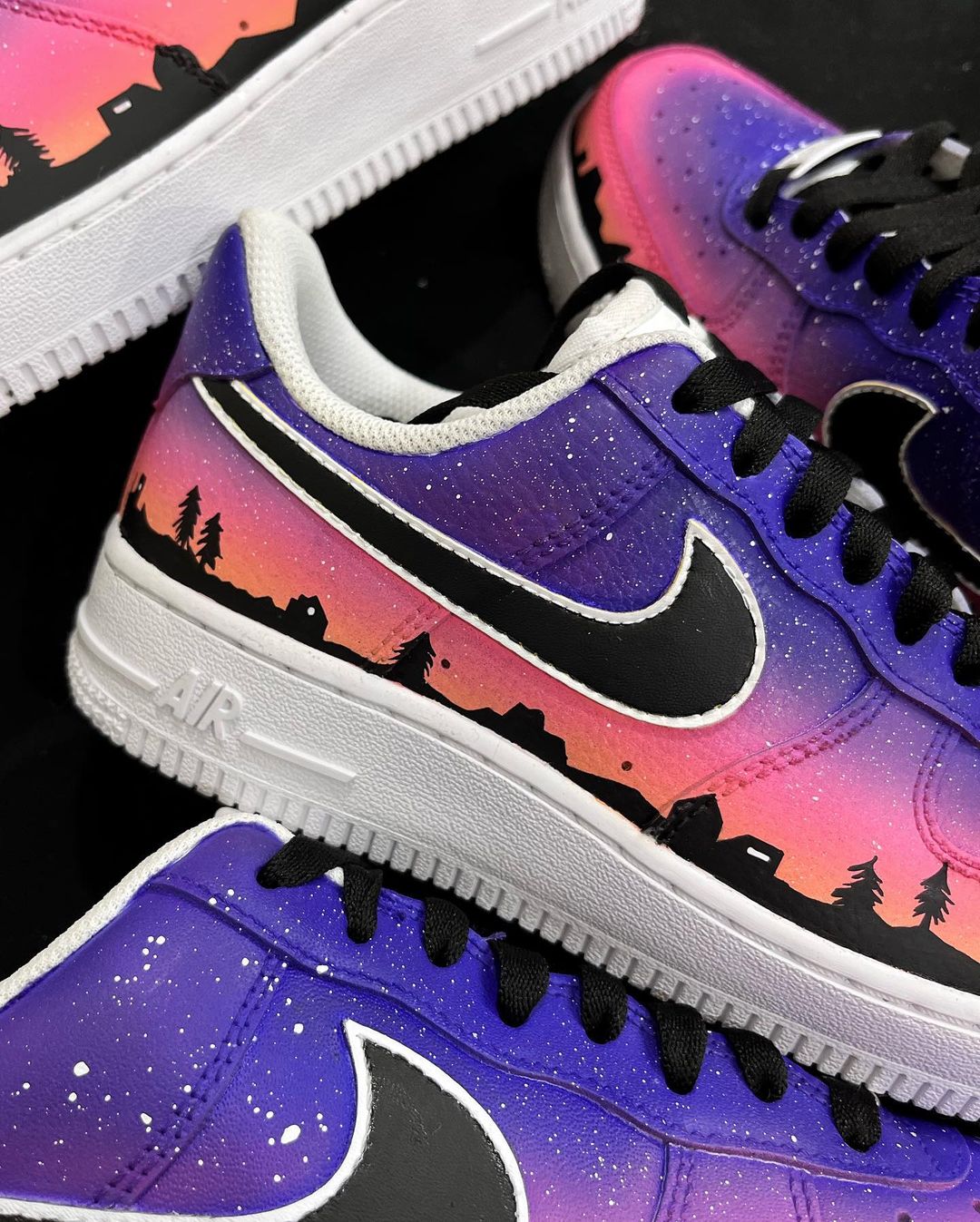 Night Star Building Purple Pink gradient Custom Air Force 1