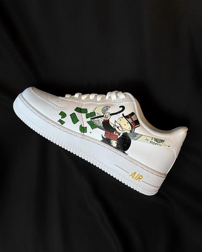 Millionare Money Cartoon Role Green White Custom Air Force 1