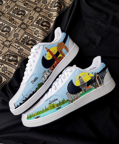 Village Moon Night Cloud Dark Light Blue Black Custom Air Force 1