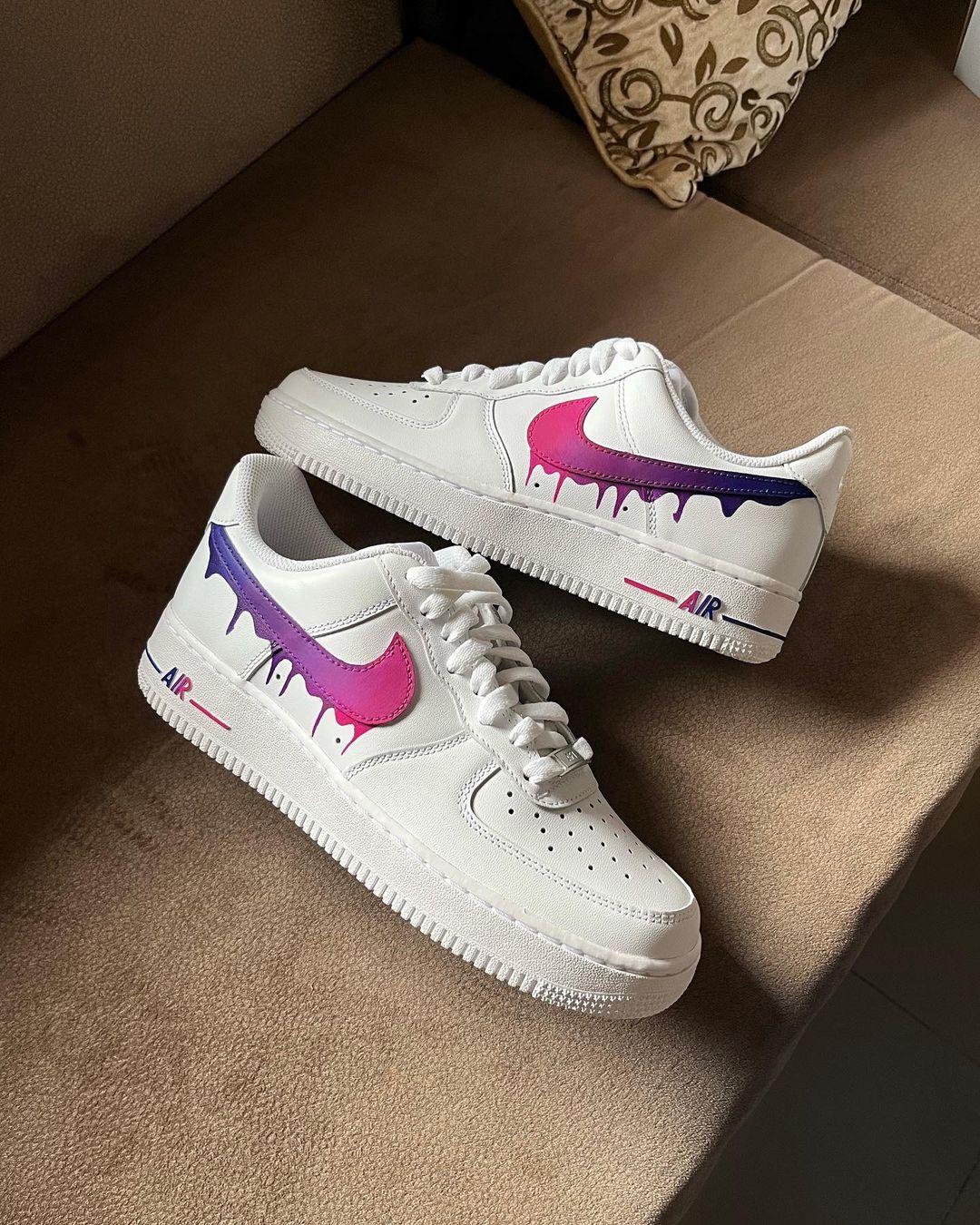 Purple Pink Dripping Swoosh  Custom Air Force 1