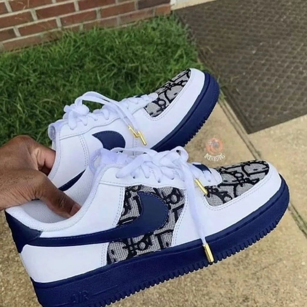 Blue Gray Dioor Custom Nike Air Force 1