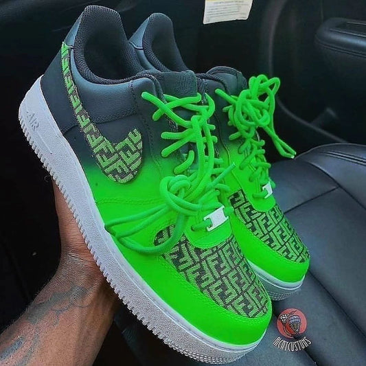 Grenn Gray Gradient FF Font Custom Air Force 1
