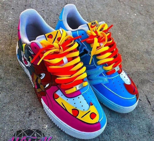 Cartoon Mouse Cat Blue Yellow Purple Custom Air Force 1