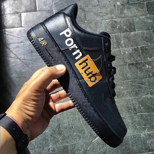 PornHub Black White Yellow Custom Air Force 1
