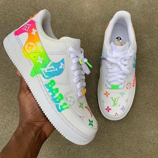 Lv Logo Blue Green Pink Custom Air Force 1
