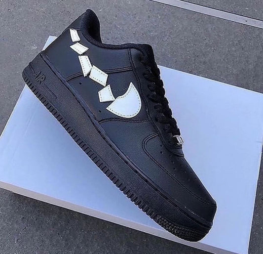 White Broken Swoosh Black Custom Air Force 1