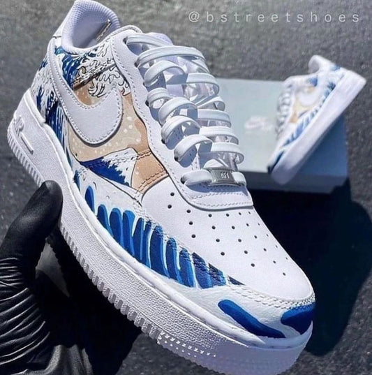 Wave  Volcano White Blue Khaki Custom Air Force 1