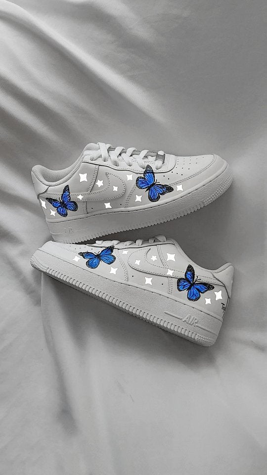 Silvery Star Blue Butterfly Custom Air Force 1