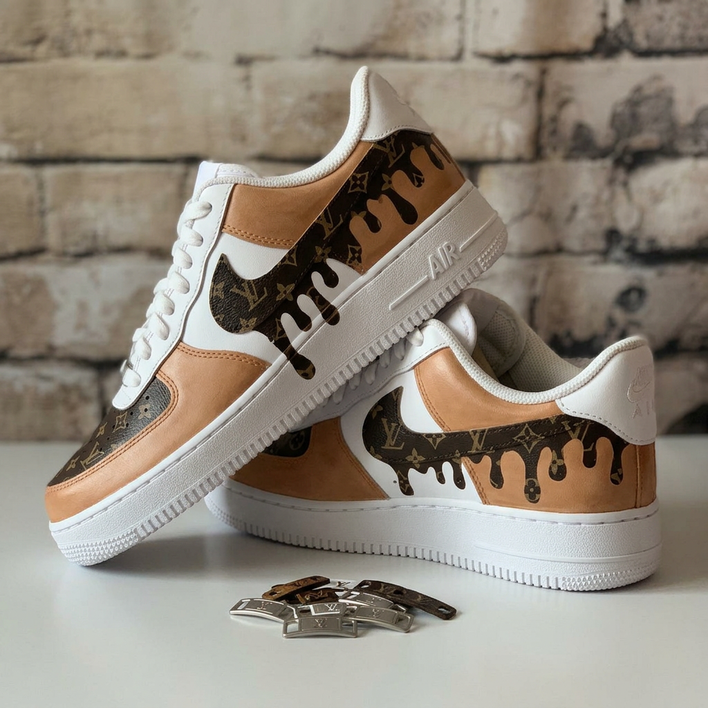 Hand Painted Brown Drip Custom Air Force 1 Sneakers