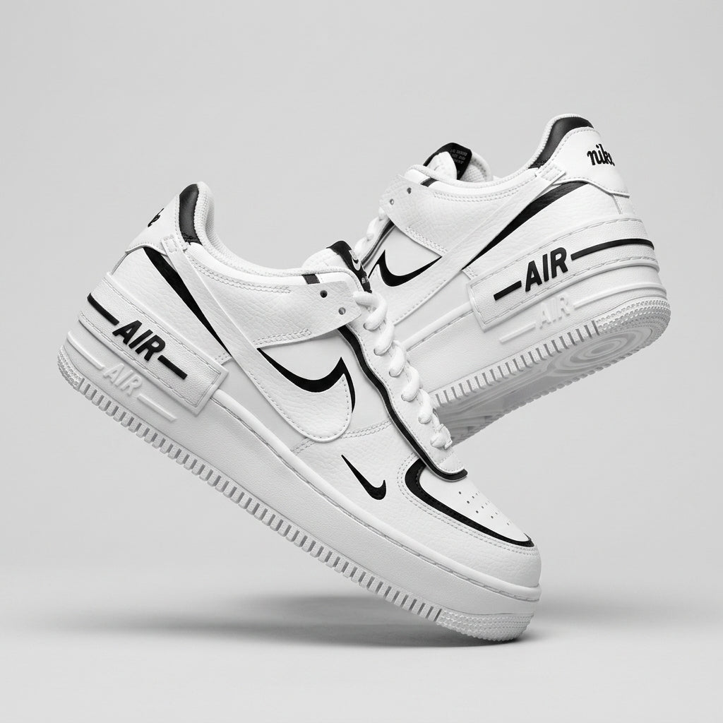 Hand Painted Black & White Custom Air Force 1 Sneakers