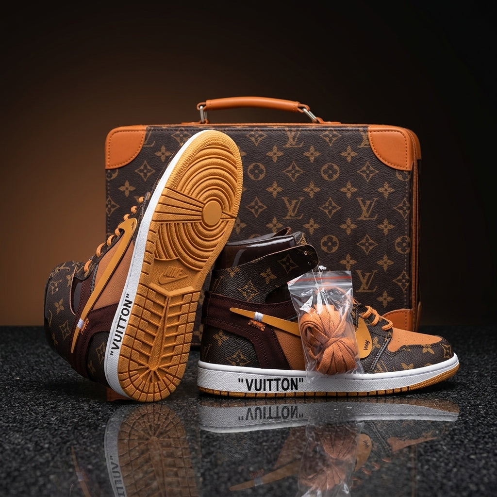 Hand Painted Custom Brown Air Jordan 1 High Sneakers