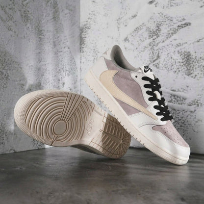 Hand Painted Beige Gray Custom Air Jordan 1 Sneakers