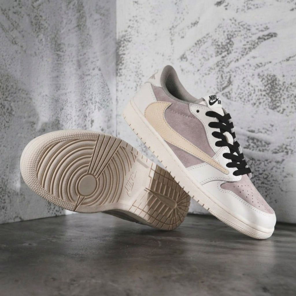 Hand Painted Light Grey Pink Custom Air Jordan 1 Sneakers