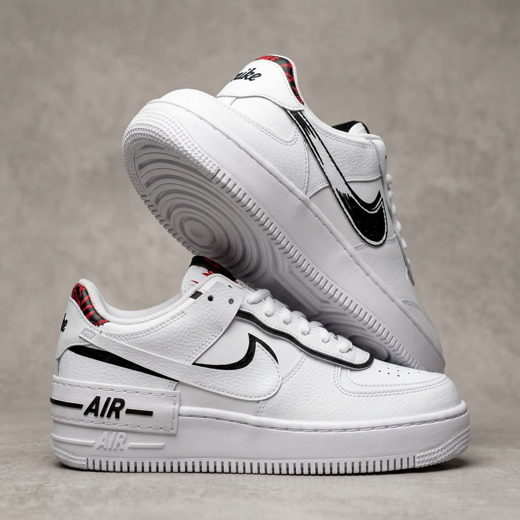 Custom Hand Painted Black White Air Force 1 Sneakers