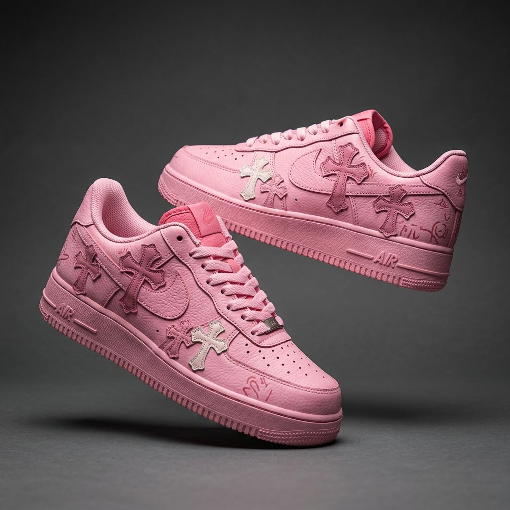 Custom Pink Hand Painted Air Force 1 Sneakers