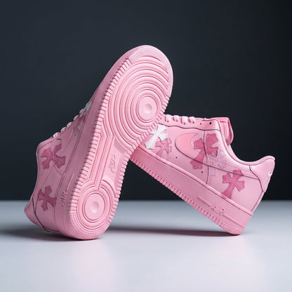 Custom Pink Hand Painted Air Force 1 Sneakers