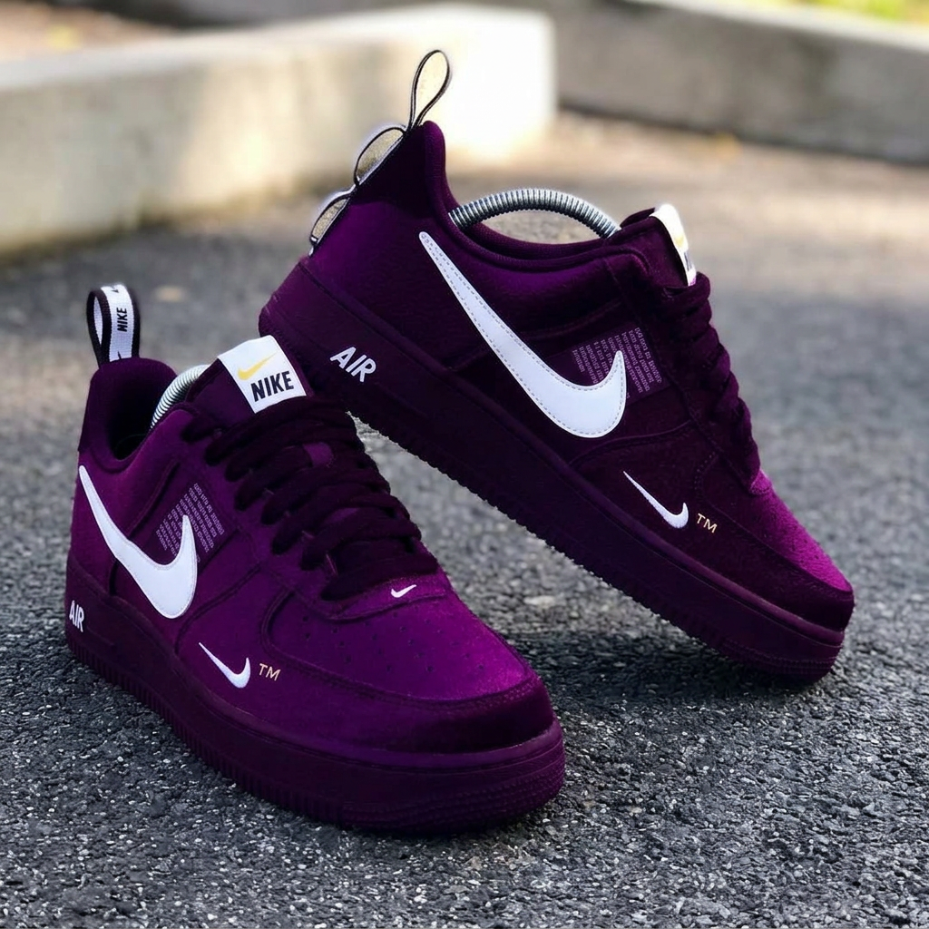 Hand Painted Purple Velvet Custom Air Force 1 Sneakers