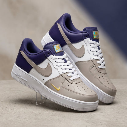 Hand Painted Custom Air Force 1 Taupe Navy Gold Sneakers