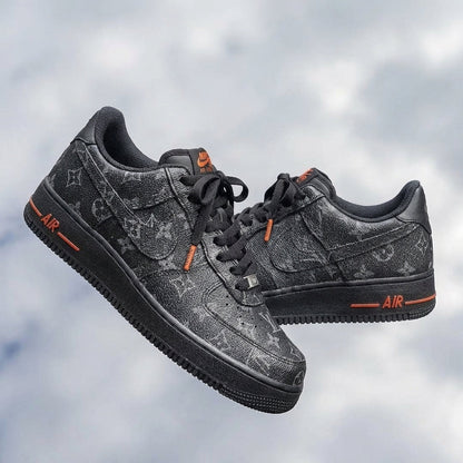 Custom Hand Painted Black Air Force 1 Sneakers