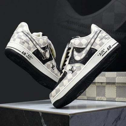 Hand Painted Black White Checkered Custom Air Force 1