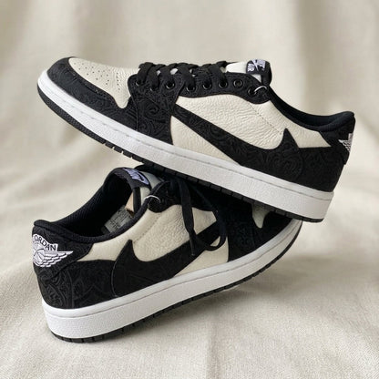 Hand Painted Black & Beige Custom Air Jordan 1 Sneakers