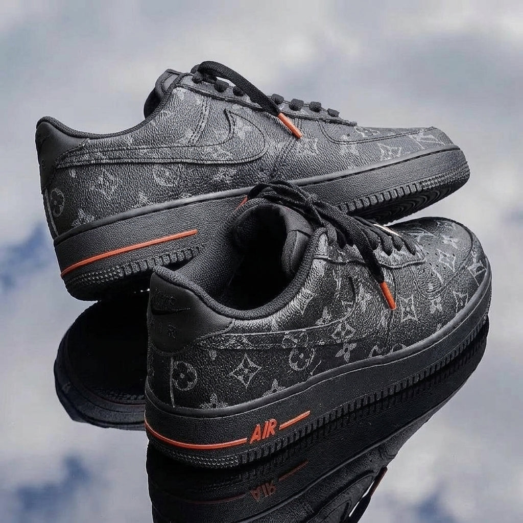 Custom Hand Painted Black Air Force 1 Sneakers