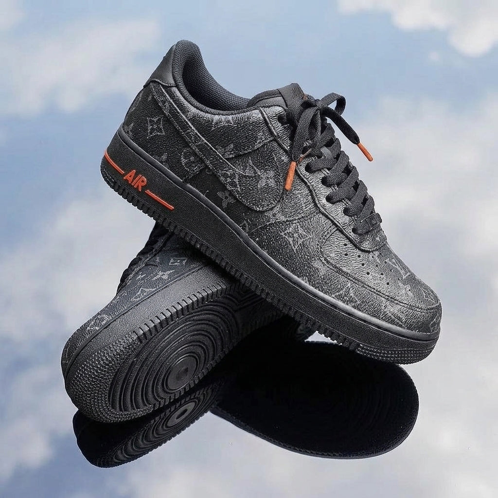 Hand Painted Black Custom Air Force 1 Sneakers