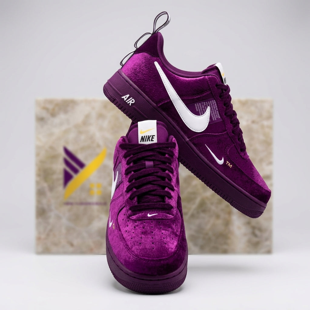 Custom Purple Velvet Air Force 1 Sneakers