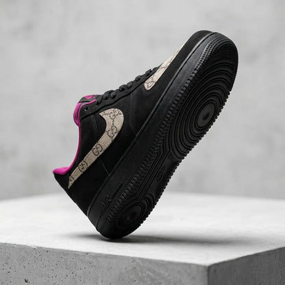 Hand Painted Custom Black Monogram Air Force 1 Sneakers