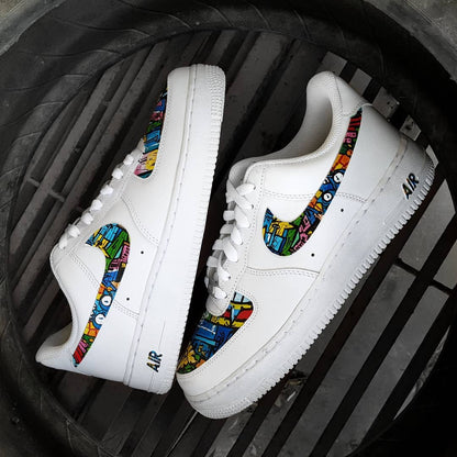 Graffiti Swoosh Blue Green Yellow Custom Air Force 1