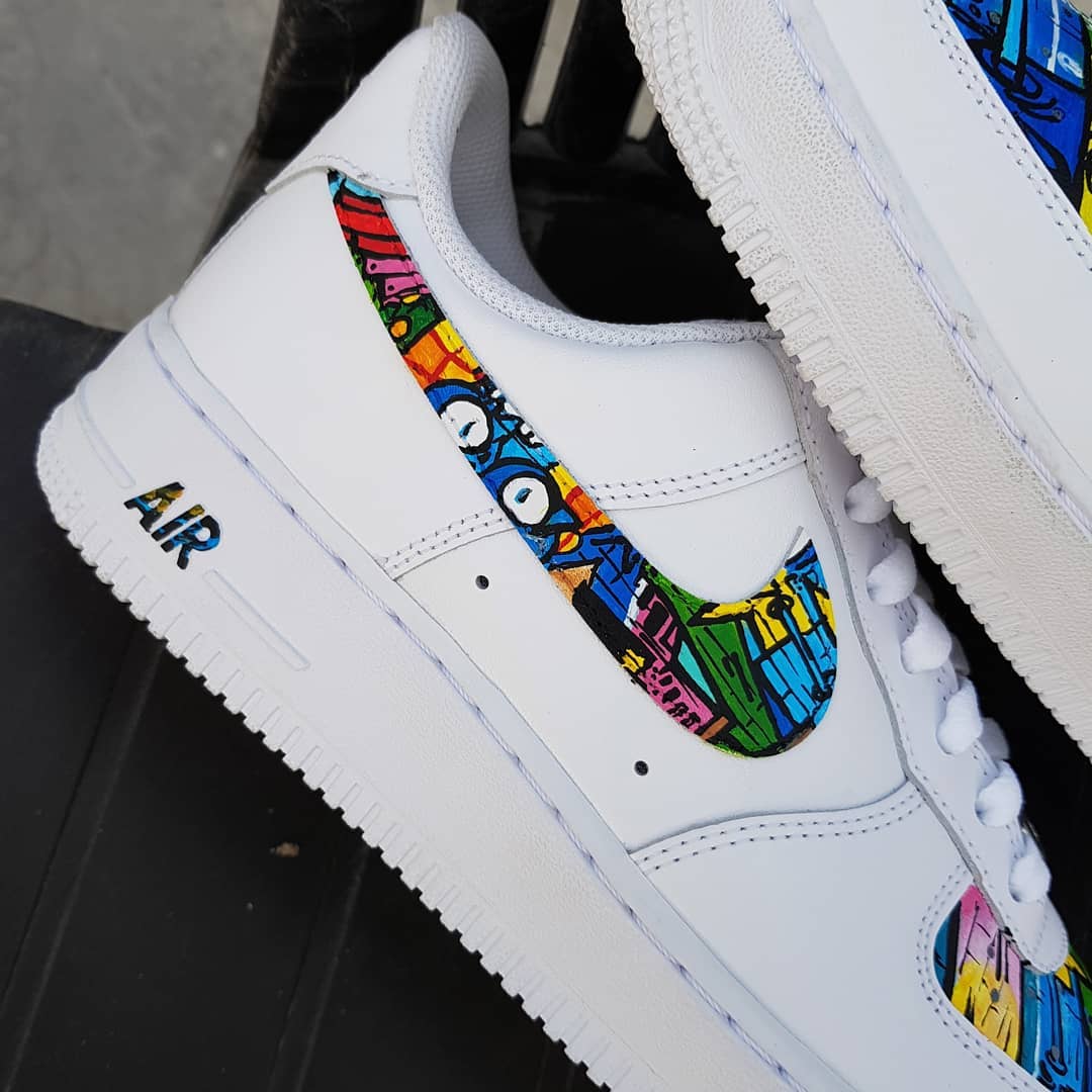 Graffiti Swoosh Blue Green Yellow Custom Air Force 1