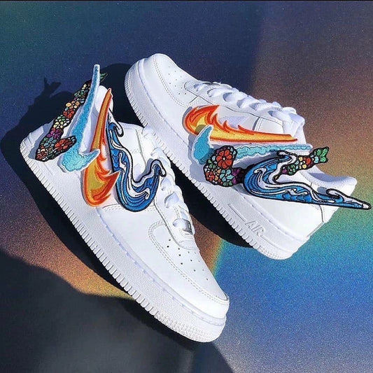 Wave Fire Floral Pattern Custom Air Force 1