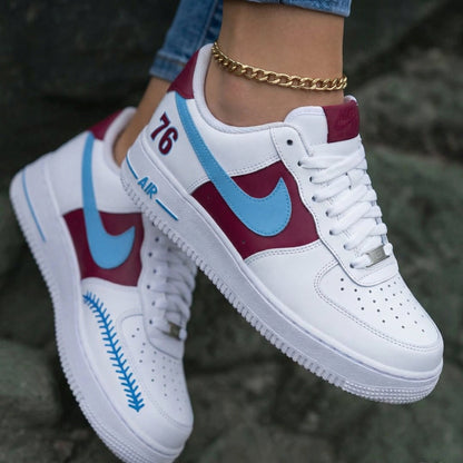 76 Baseball Stitch Burgundy BaBlue Custom Air Force 1