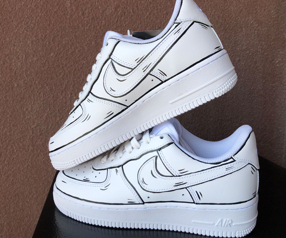 Black White Line Cartoon Graffiti Custom Air Force 1
