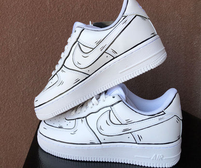 Black White Line Cartoon Graffiti Custom Air Force 1