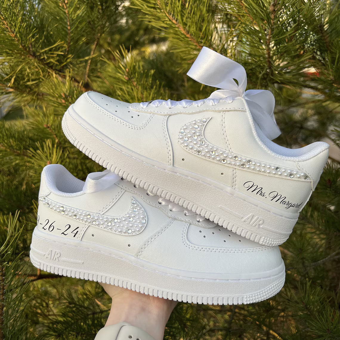 Swarovski Crystal Ribbon Wedding Custom Air Force 1