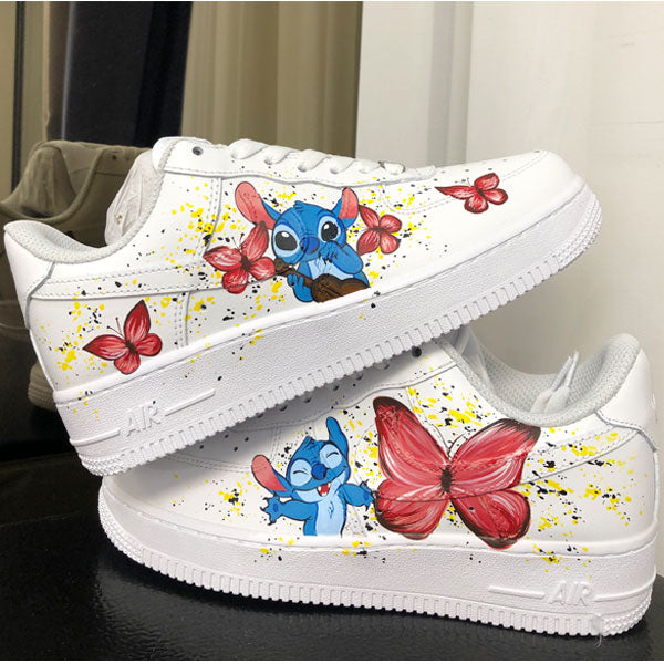 Stitch Flower Cartoon Personal Gift Custom Air Force 1