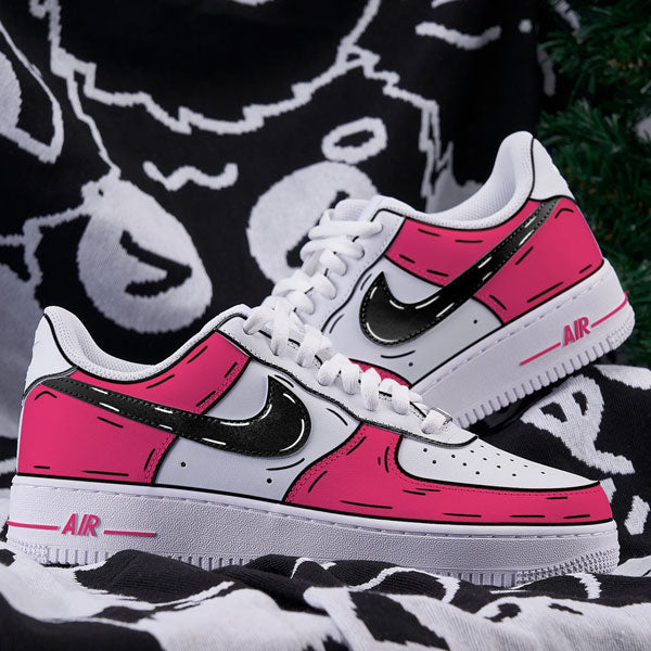 Sweet Pink Black Hand-drawn Custom Air Force 1