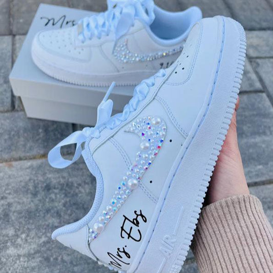 Colorful Crystal Pearl Swoosh Custom Air Force 1