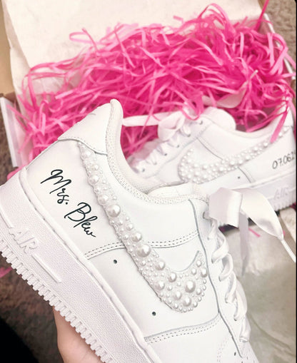 Pearl Ribbon Wedding Gift Custom Air Force 1