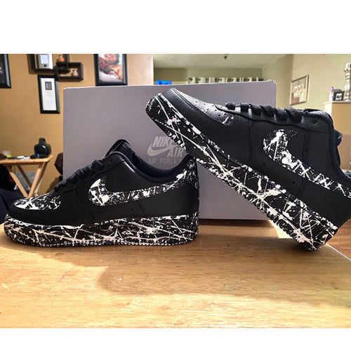Black White Hand Painted Splash Custom Air Force 1