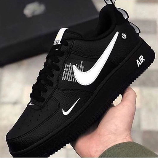 All Black White Font Custom Nike Air Force 1