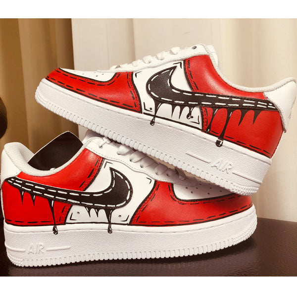Red Comics Graffiti Drip Swoosh Custom Air Force 1