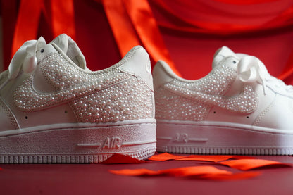 Pearl Ribbon Wedding Handwork Custom Air Force 1