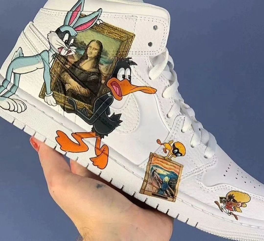 Mona Lisaa Cartoon Dusk Rabbit  Blue Yellow Custom Air Force 1