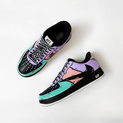 Navy Blue Pink Purple Reverse Swoosh Custom Air Force 1